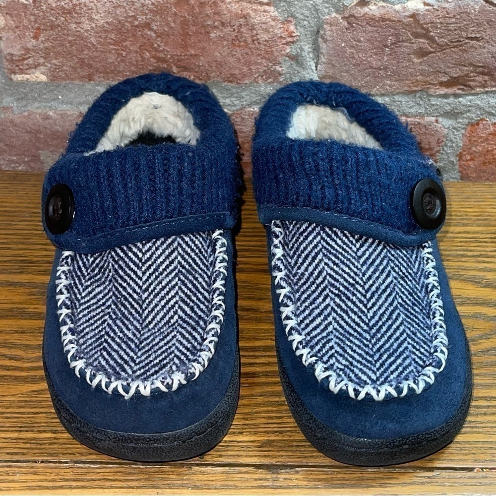 Clarks Womens Suede Leather Herringbone Pattern Cozy Clog Slipper Size 6